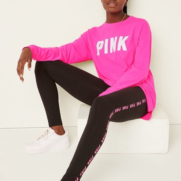 NWT Victorias Secret ATOMIC PINK Long Sleeve Campus T Shirt Barbie Pink - Picture 4 of 5